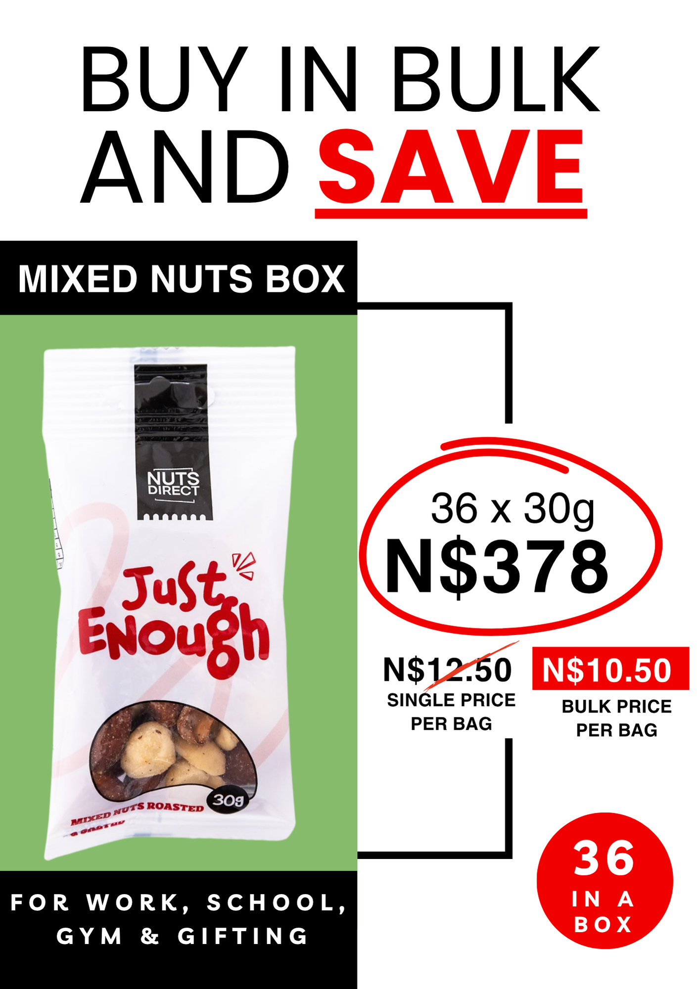 NDJ-MIXED NUTS ROAS & SAL 30GX36